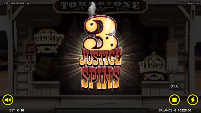 Tombstone slot outlaw justice spins feature 1