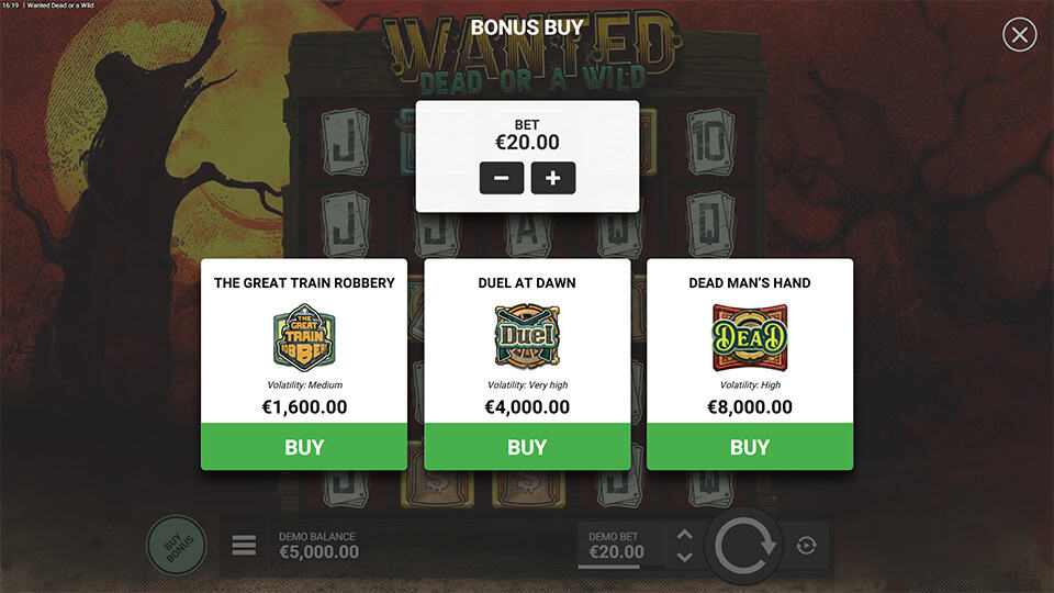Feature buy menu offering three modes: Duel at Dawn, Dead Man&rsquo;s Hand and Train Robbery.