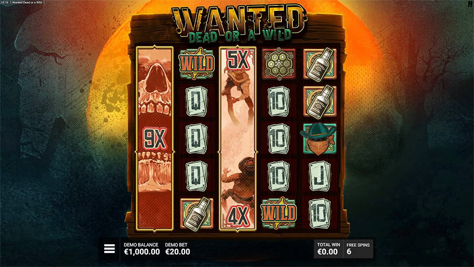 Wild reels with 9x, 5x and 4x VS multipliers during a Duel at Dawn bonus round.