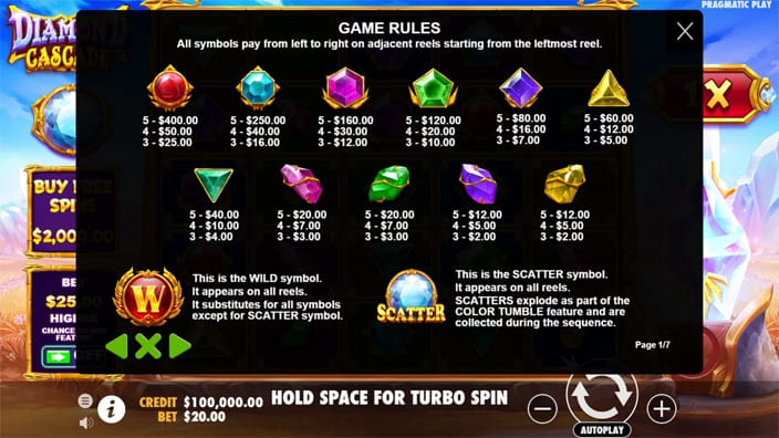 Diamond Cascade slot paytable Diamond-Cascade-slot-paytable