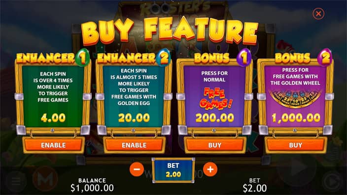 Roosters Revenge slot bonus buy 1