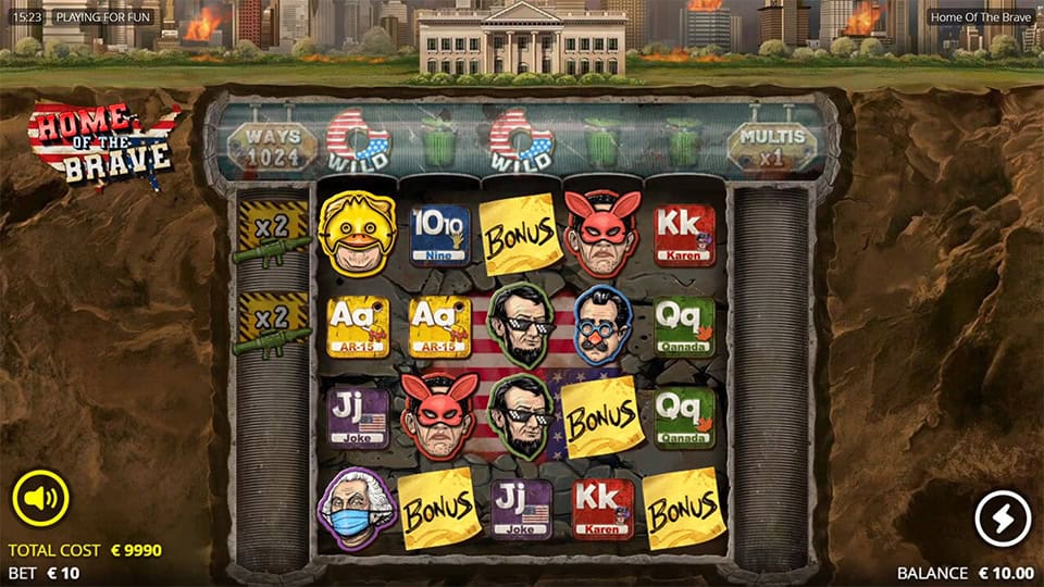 Free Spins round in Home of the Brave with wilds, multipliers and special symbols.