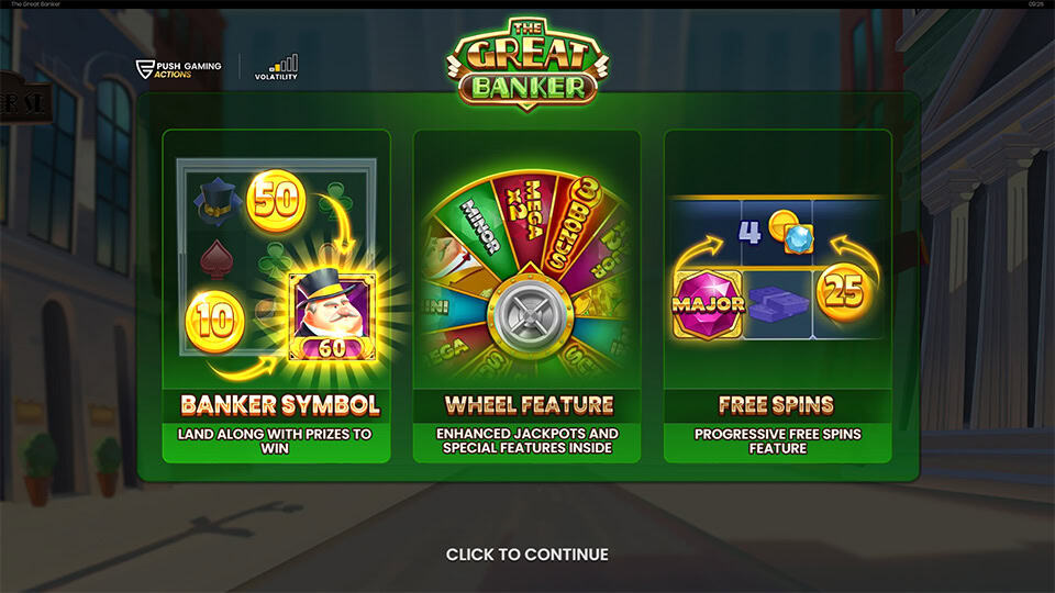 The Great Banker slot intro screen