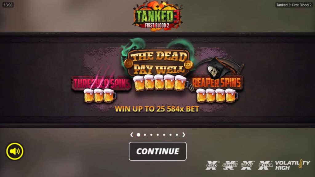 Tanked 3 First Blood 2 slot intro screen