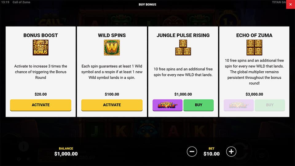 Call of Zuma slot bonus buy