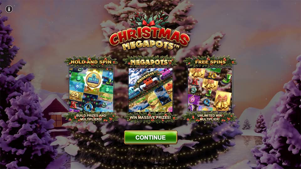 Christmas Megapots slot intro screen 1
