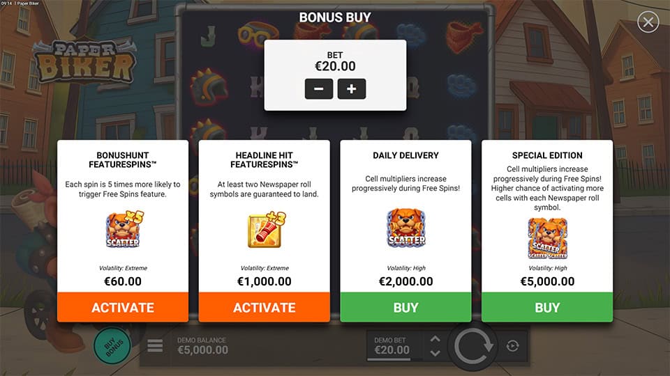Paper Biker slot bonus buy