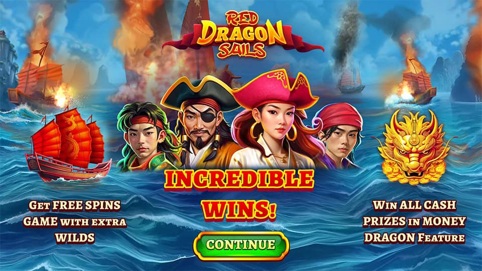 Red Dragon Sails slot intro screen 1