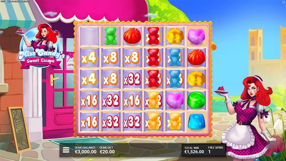 Miss Candys Sweet Escape slot feature spot multiplier 1