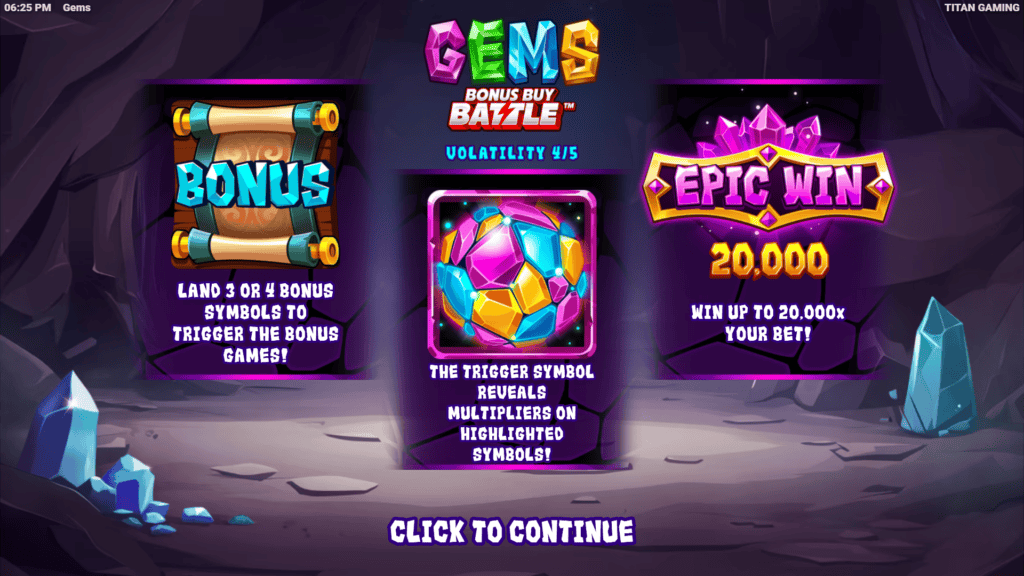 Titan gaming gems intro screen