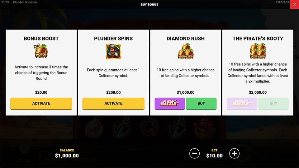 Plunder Bonanza slot bonus buy