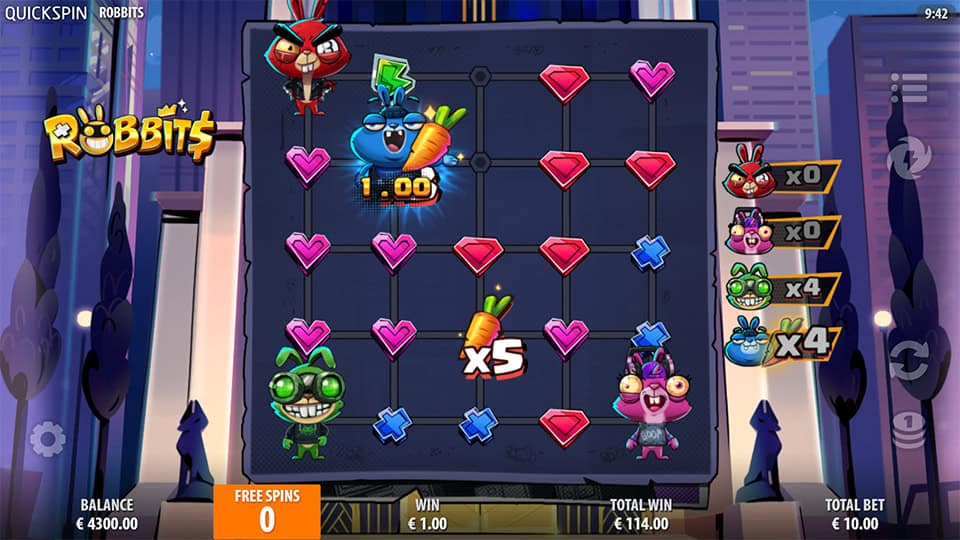 Robbits slot feature carrot multiplier 1