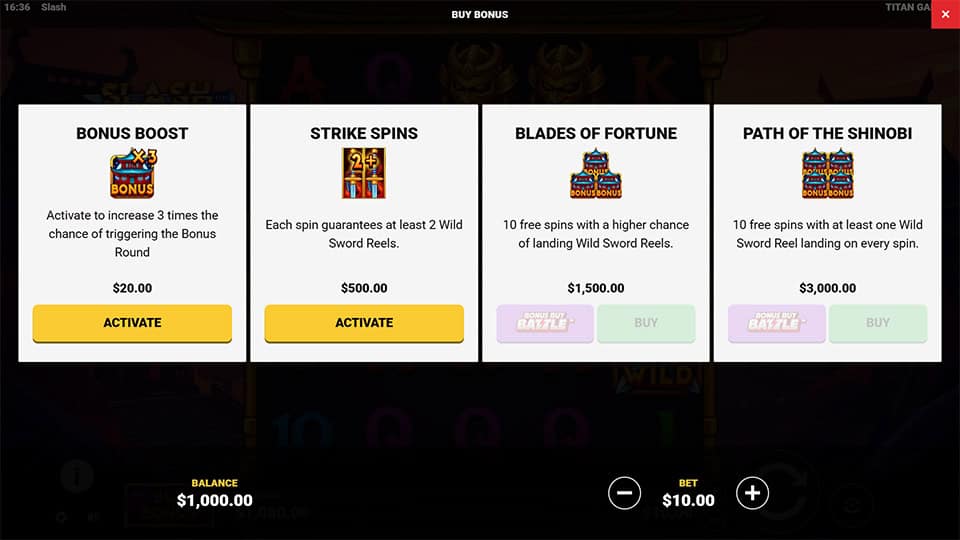 Slash slot bonus buy