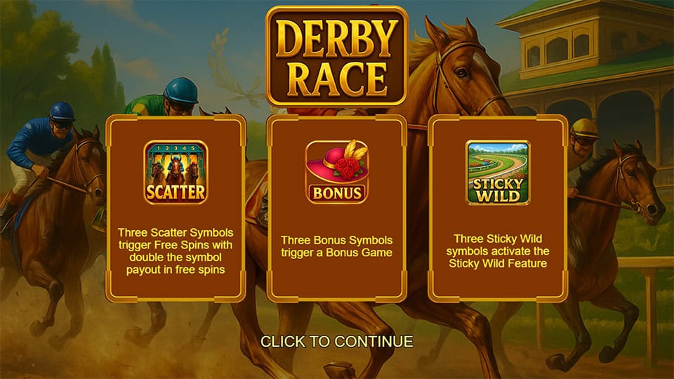Derby Race slot intro screen 1