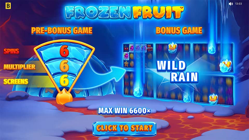 Frozen Fruit slot intro screen 1