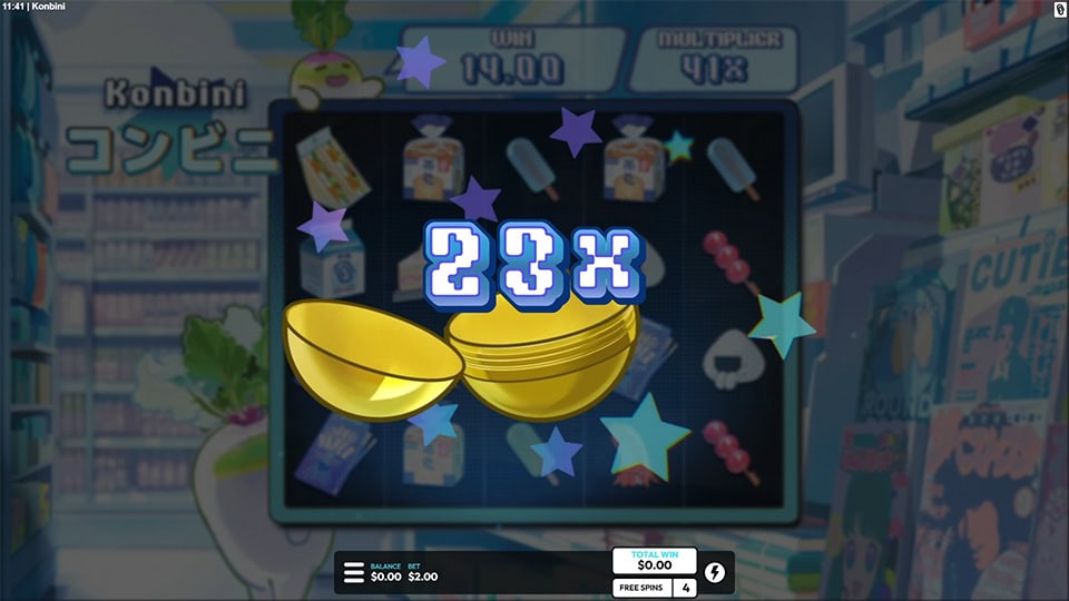 Konbini slot feature win multiplier 1