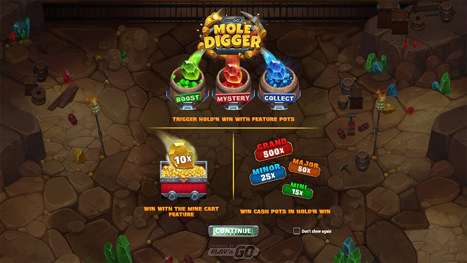 Mole Digger slot intro screen 1