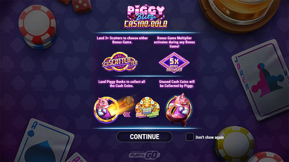 Piggy Blitz Casino Gold slot intro screen 1