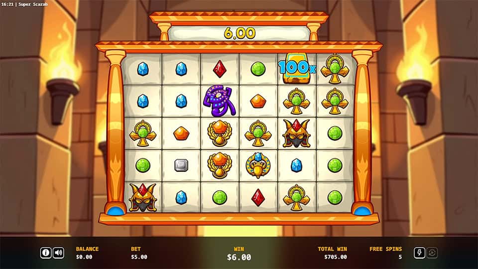 Super Scarab slot feature multiplier
