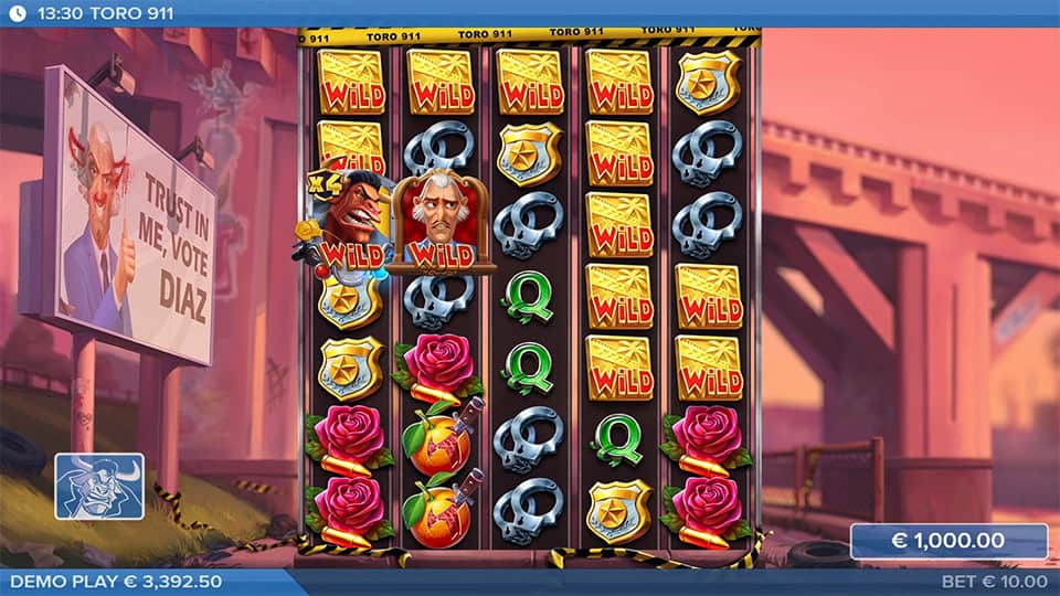 Toro 911 slot feature wild toro