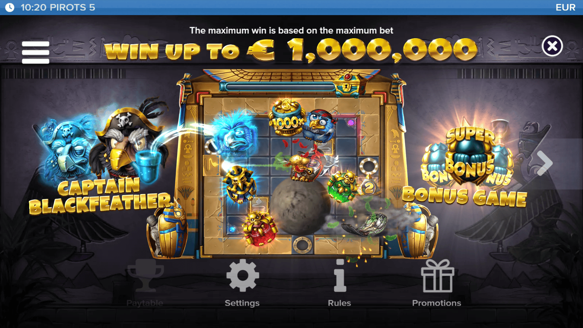 Pirots 5 slot intro screen