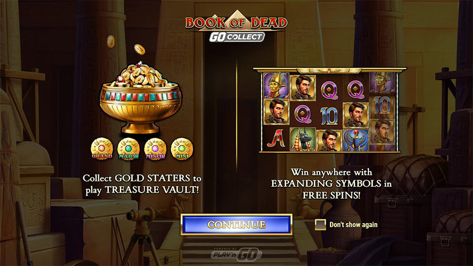 Book of Dead GO Collect slot intro screen
