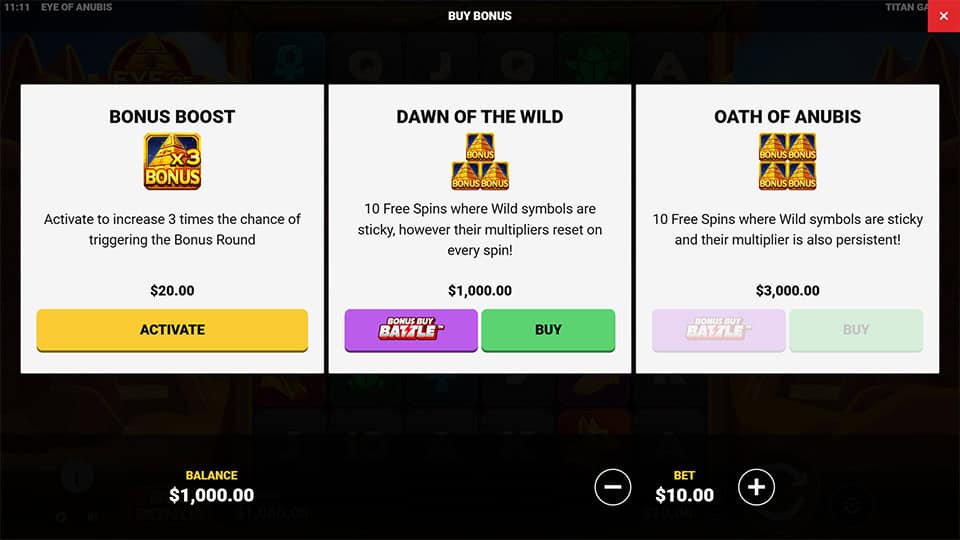 Eye of Anubis slot bonus buy 1