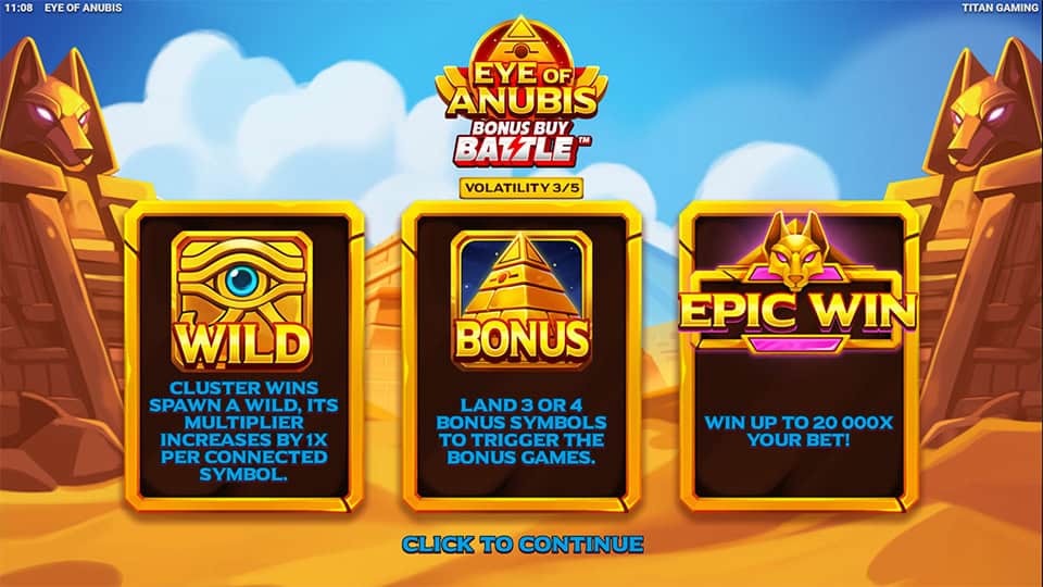 Eye of Anubis slot intro screen 1
