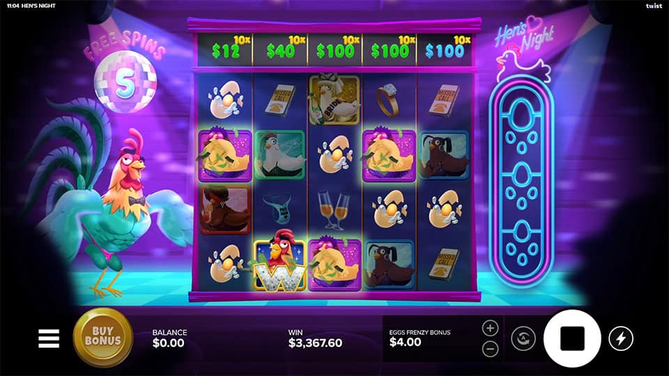 Hens Night slot feature money symbol multiplier 1