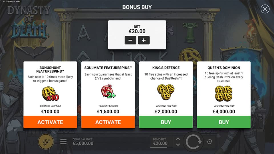 Dynasty of Death slot bonus buy