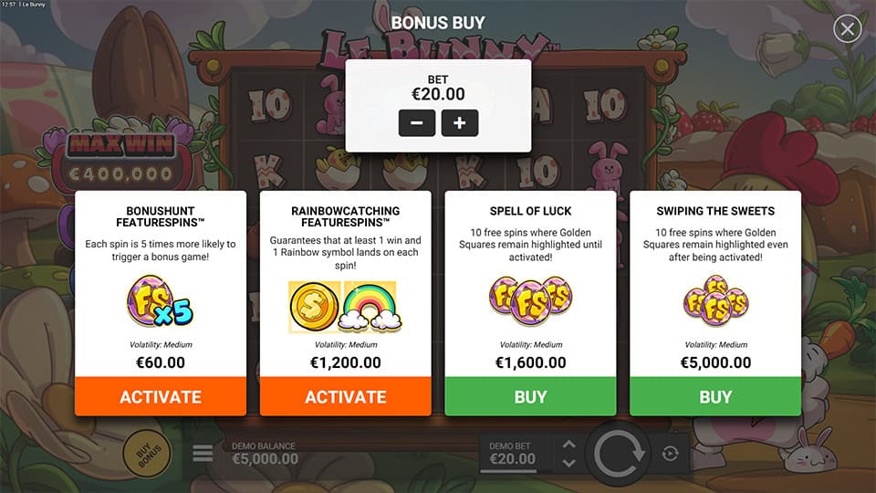 Le Bunny slot bonus buy