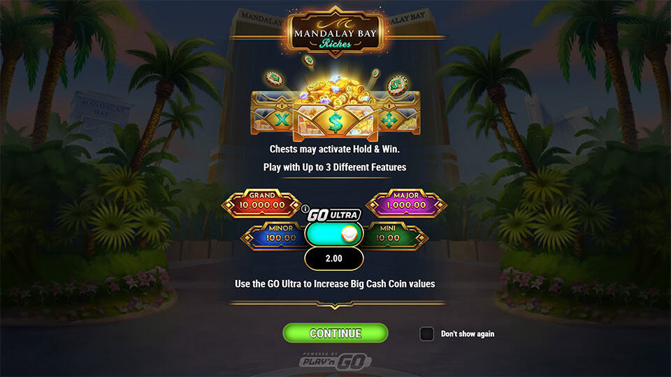 Mandalay Bay Riches slot intro screen 1