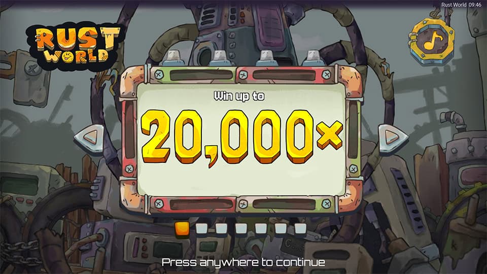 Rust World slot intro screen 1