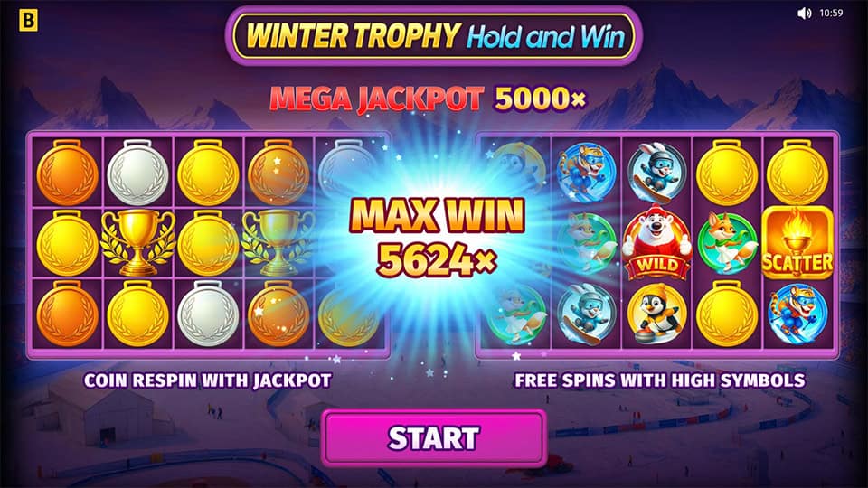 Winter Trophy Hold and Win slot intro screen 1