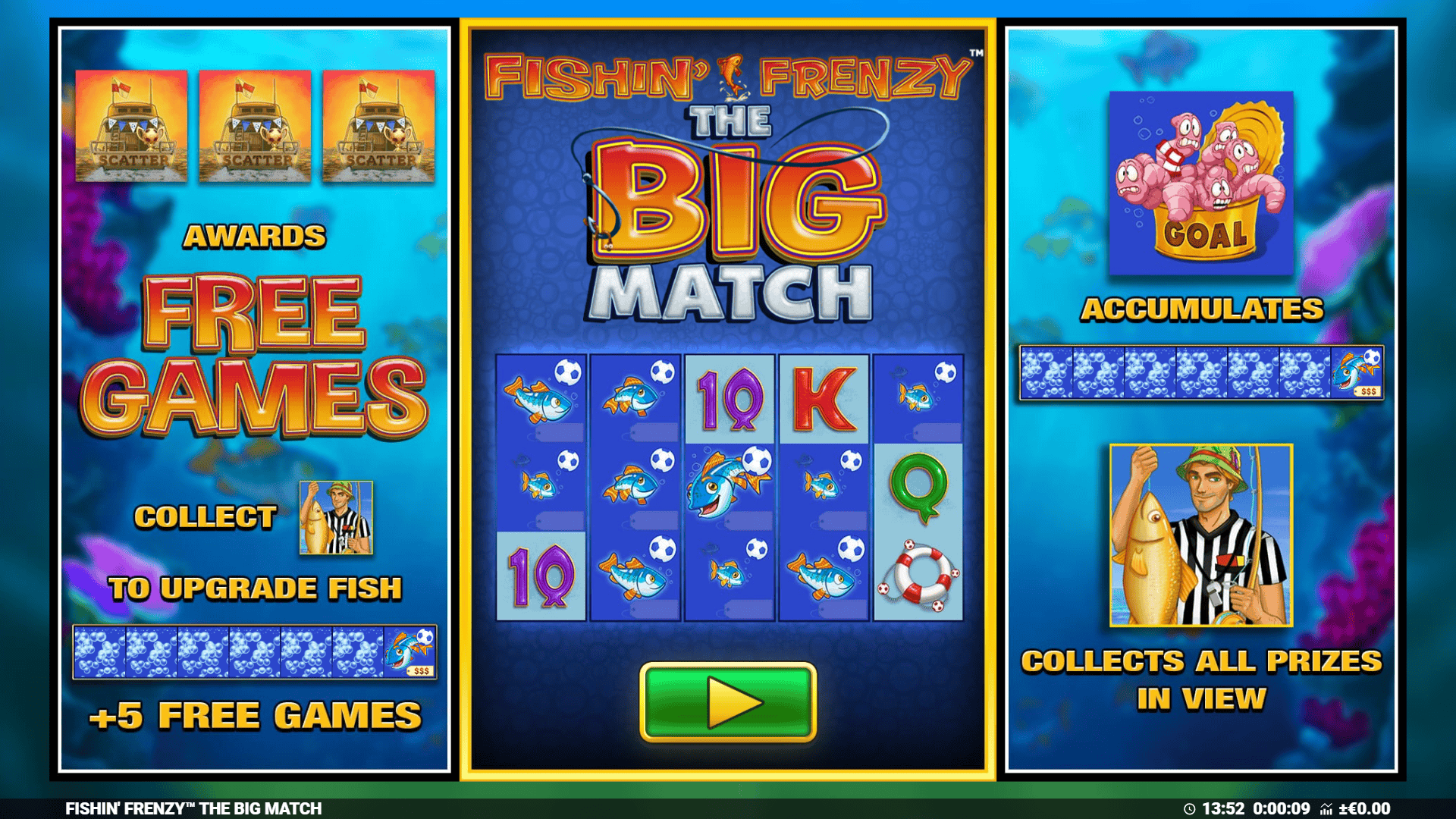 Fishin' Frenzy The Big Match slot intro screen