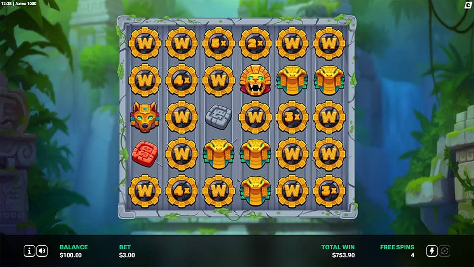 Reels stacked with golden wilds and multiplier tokens up to 5x.