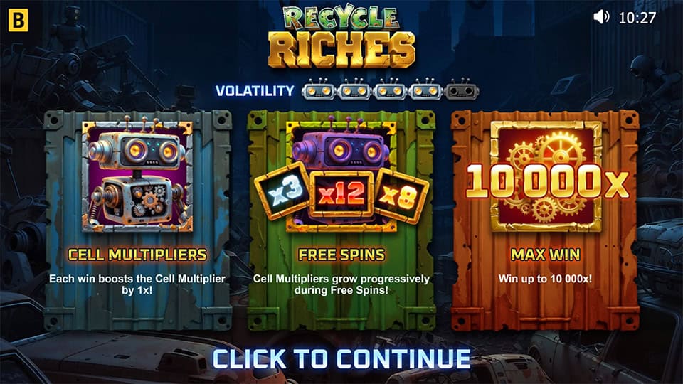 Recycle Riches slot intro screen