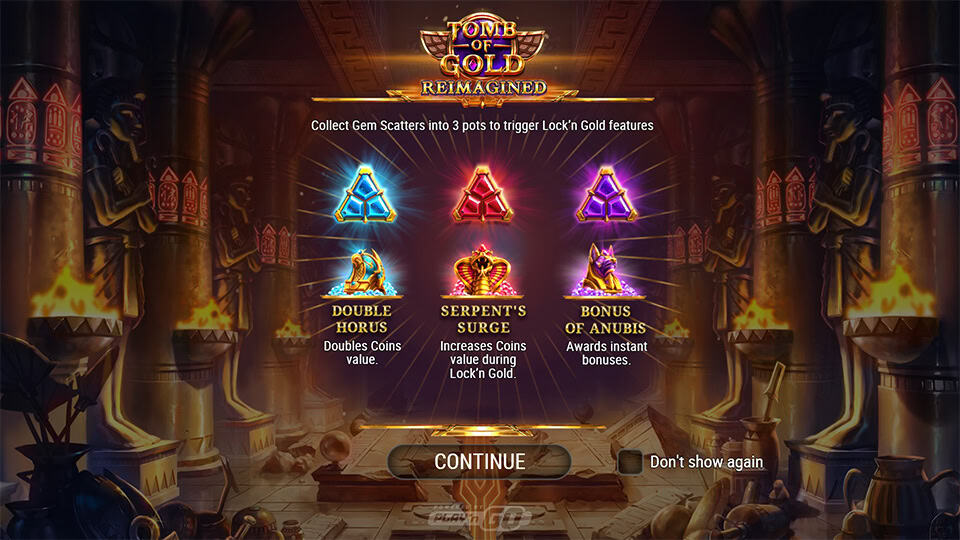 Tomb of Gold Reimagined slot intro screen 1