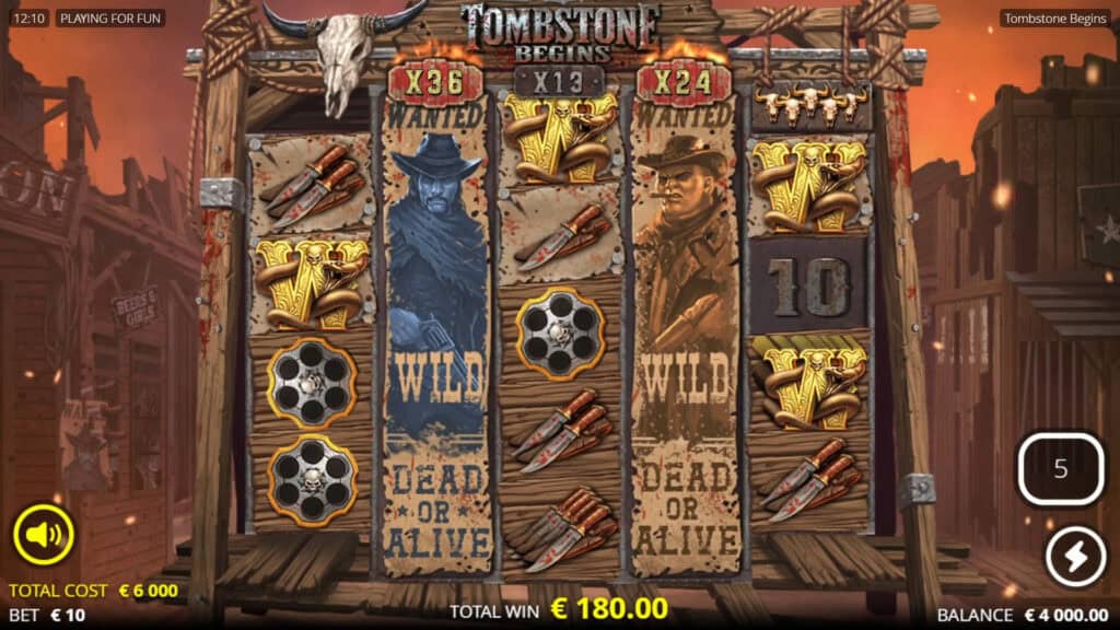 Tombstone Begins slot feature wild reel multiplier