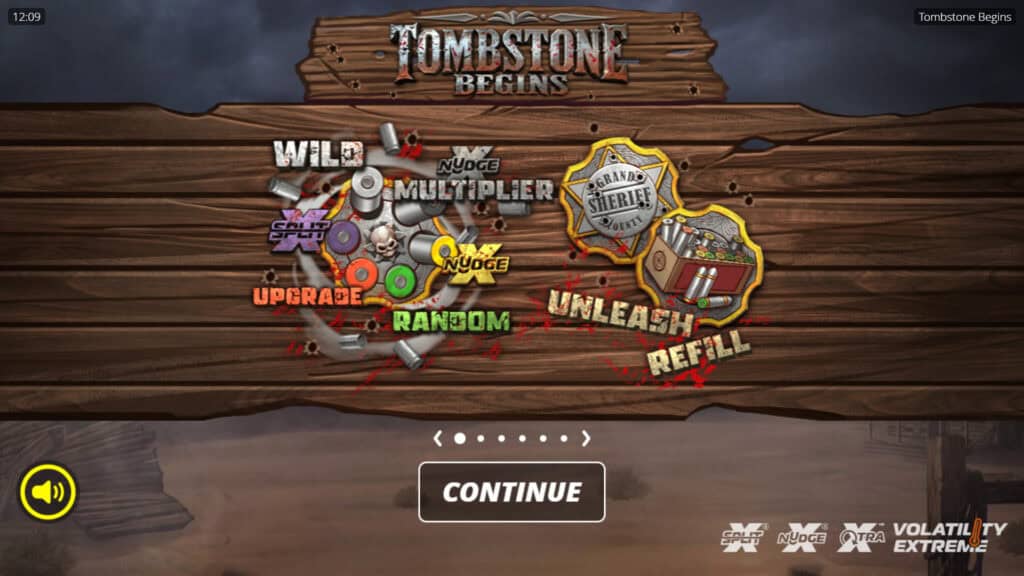 Tombstone Begins slot intro screen