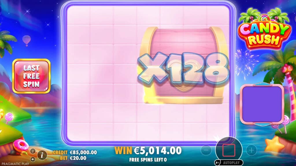 Candy Rush Pragmatic Play slot feature chest multiplier