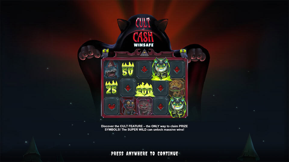 Cult of Cash WINSAFE slot intro screen