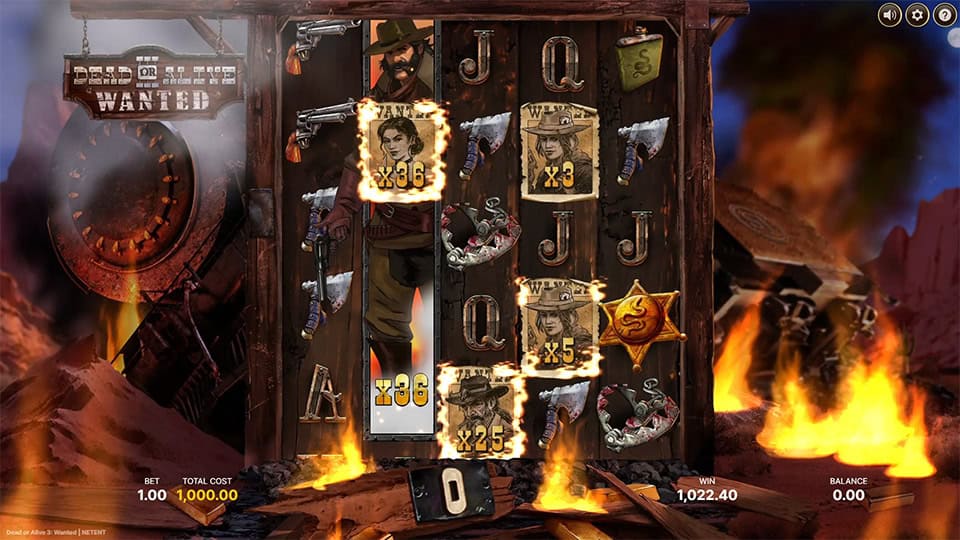 Dead or Alive 3 Wanted slot feature sticky wild