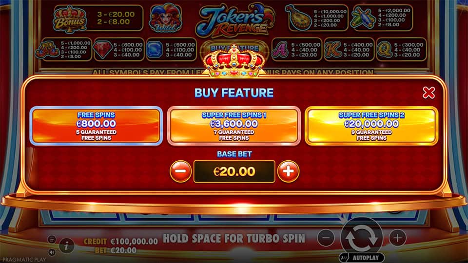 Jokers Revenge slot bonus buy