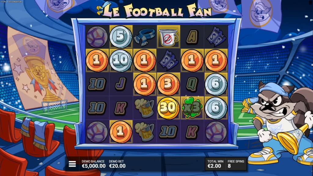 Le Football Fan slot feature coin symbol