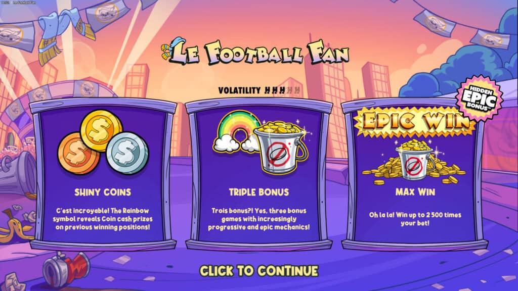 Le Football Fan slot intro screen