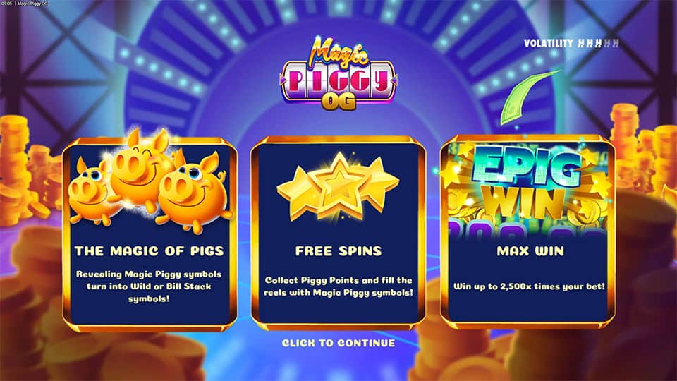 Magic Piggy OG slot intro screen 1