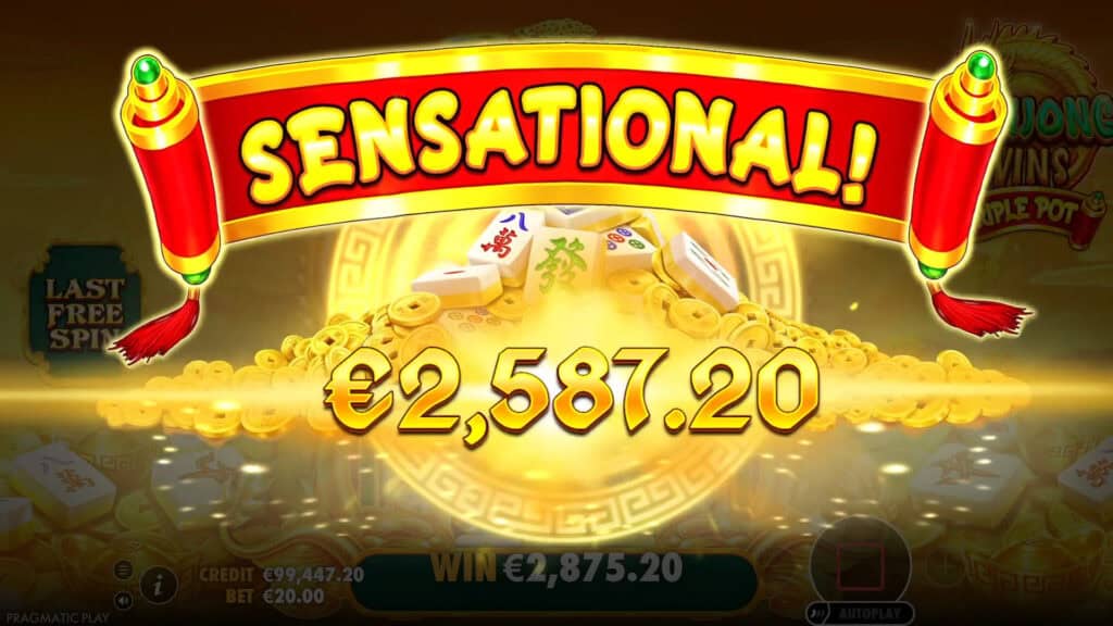 Mahjong Wins Triple Pot slot big win