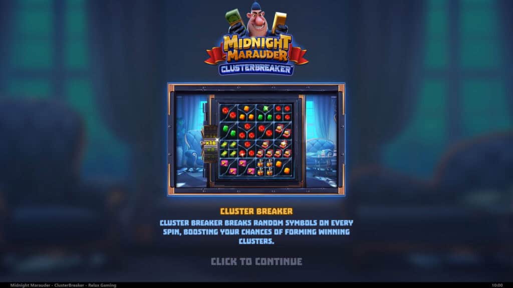 Midnight Marauder ClusterBreaker slot intro screen