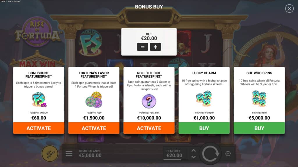 Rise of Fortuna slot bonus buy